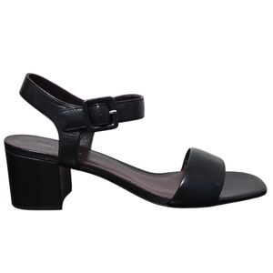 Tory Burch Black Double T City 55MM Leather Block Heel Sandal Size 9